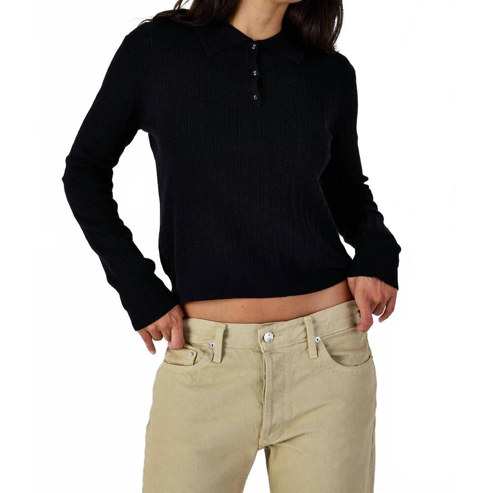 NEW ASHER presley collared rib polo in black